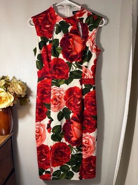 Alfani Red and Green Floral Dress